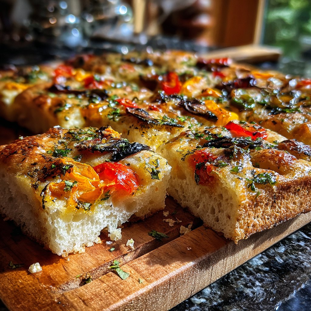 Roasted Vegetable Foccacia Squares
