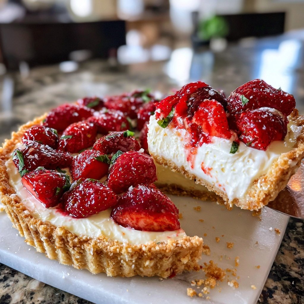 Strawberry Basil Tart with Cream
