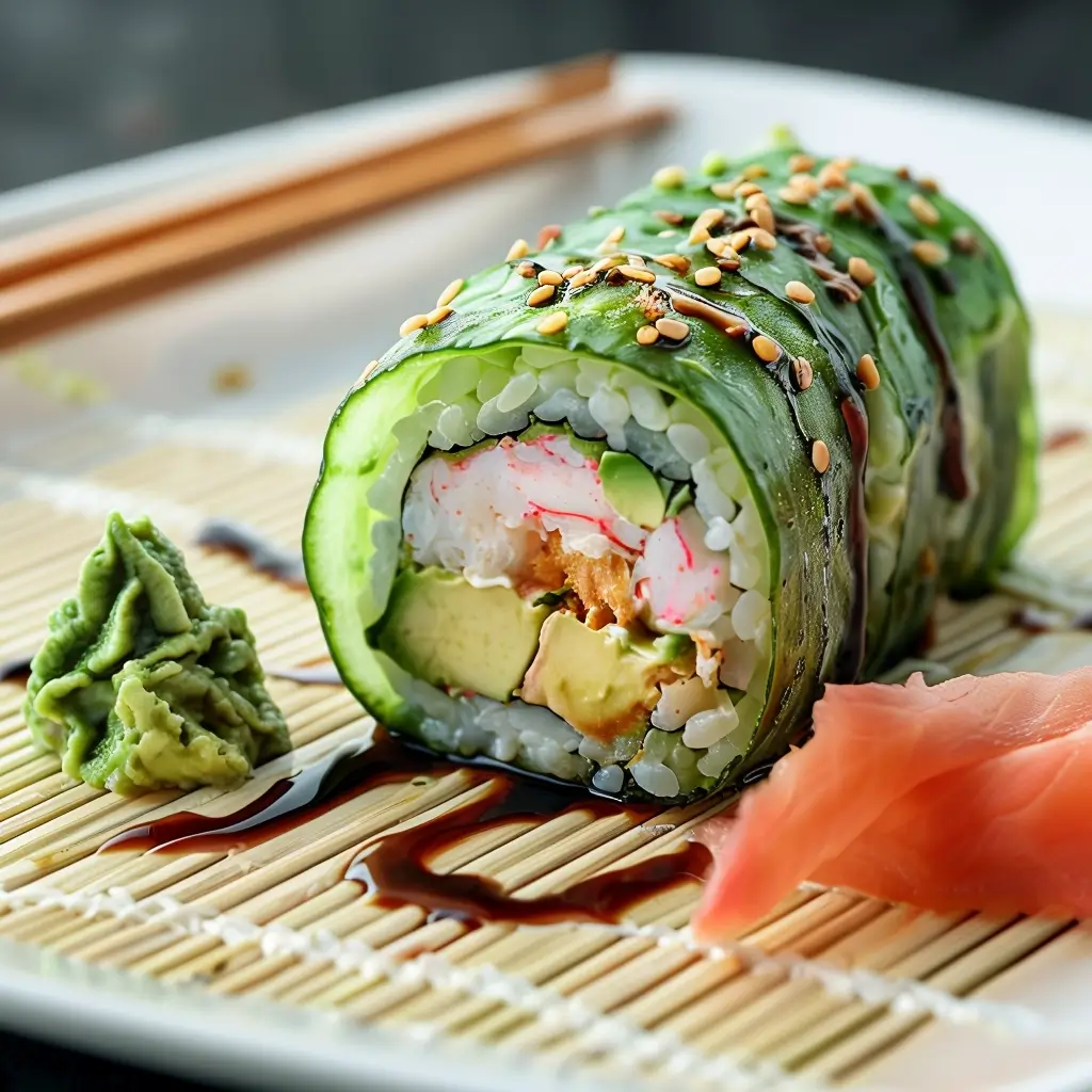 Cucumber Wrapped Sushi Roll: A Fresh Twist on Sushi