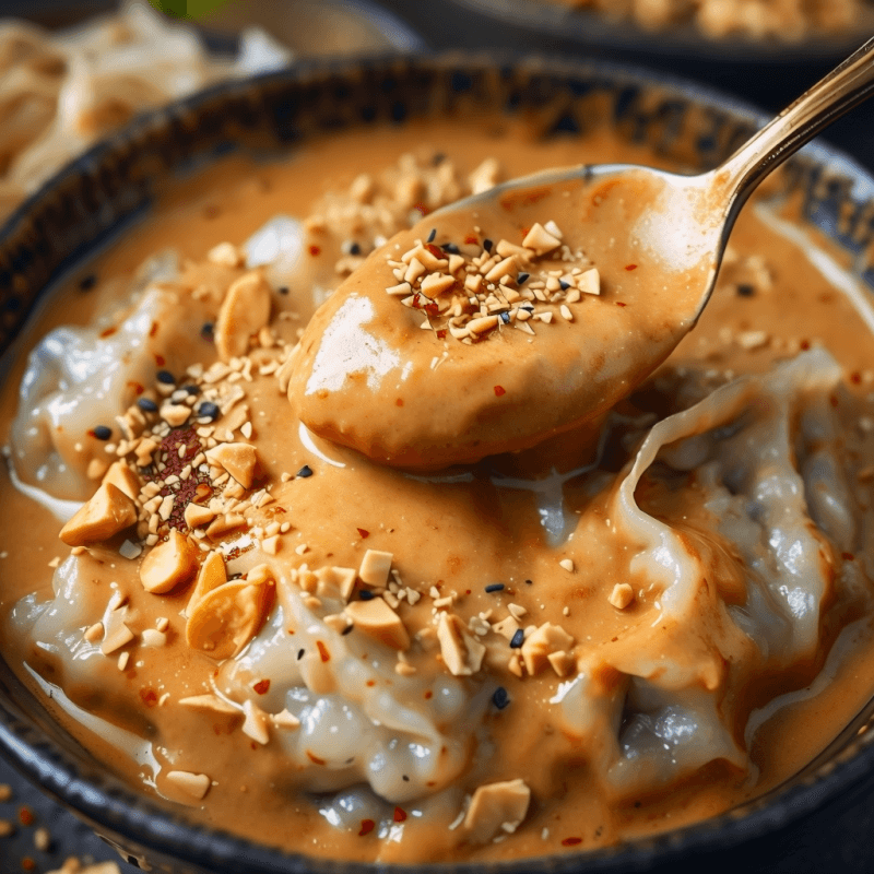 Easy Spicy Peanut Sauce for Dumplings (or Noodles)