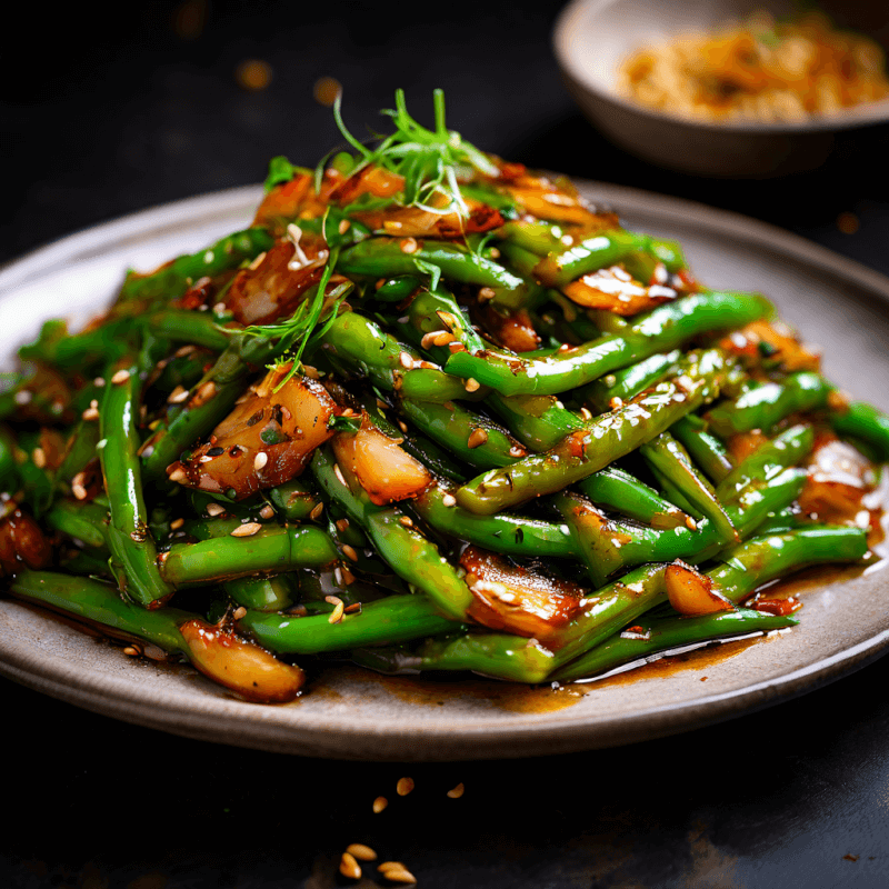 Green Beans with Miso Butter Onions