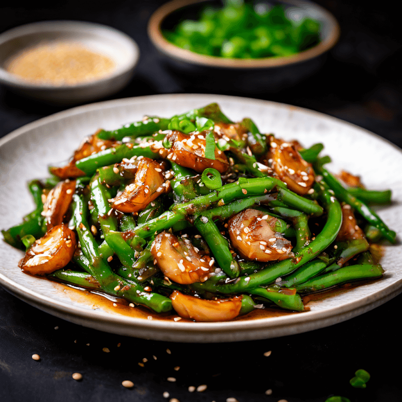 Green Beans with Miso Butter Onions