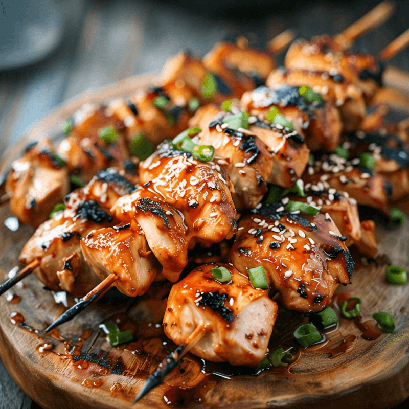 Miso Honey Mustard Chicken Skewers