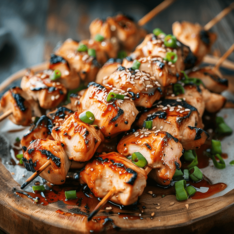 Miso Honey Mustard Chicken Skewers