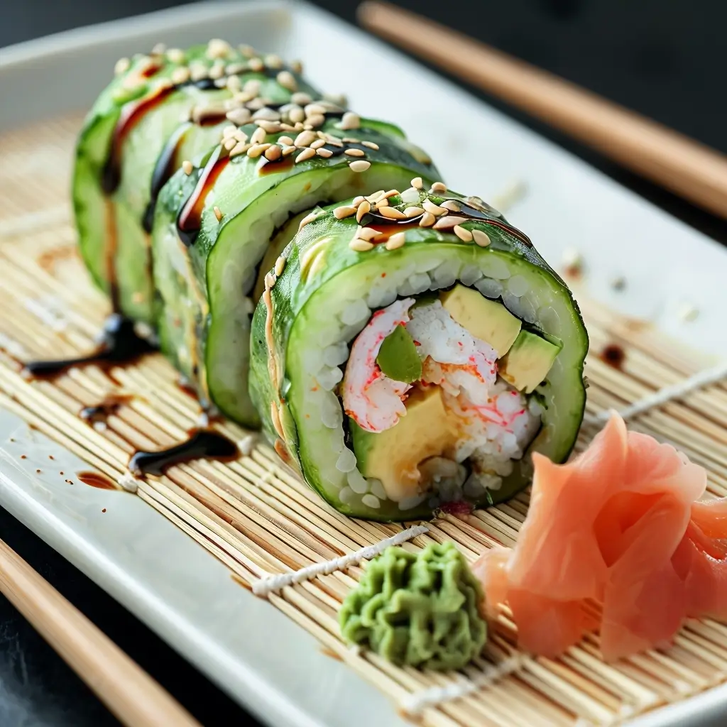 Cucumber Wrapped Sushi Roll: A Fresh Twist on Sushi