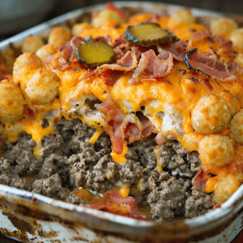 Bacon cheeseburger casserole with pickles